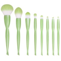 No logo plating handle apple green 8pcs make up brushes set